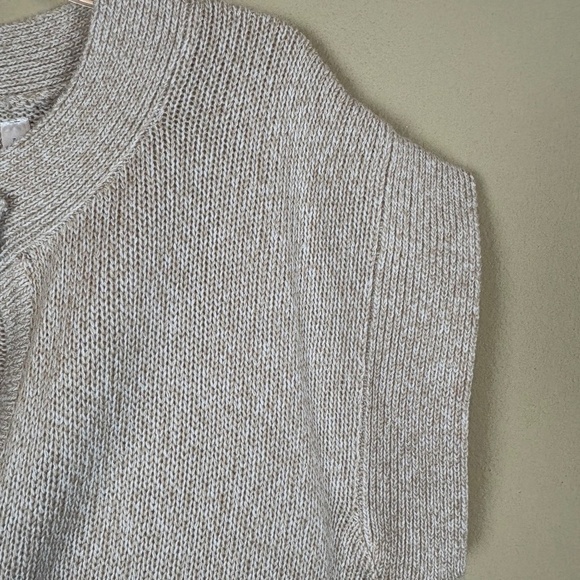 Bobbie Brooks Tan/Cream Knit Sweater Open Front Cardigan Sleeveless Sweater - Picture 4 of 7